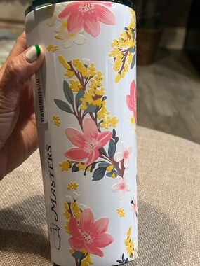NWT…2026 Authentic Masters Pink & Yellow Floral Travel Tumbler